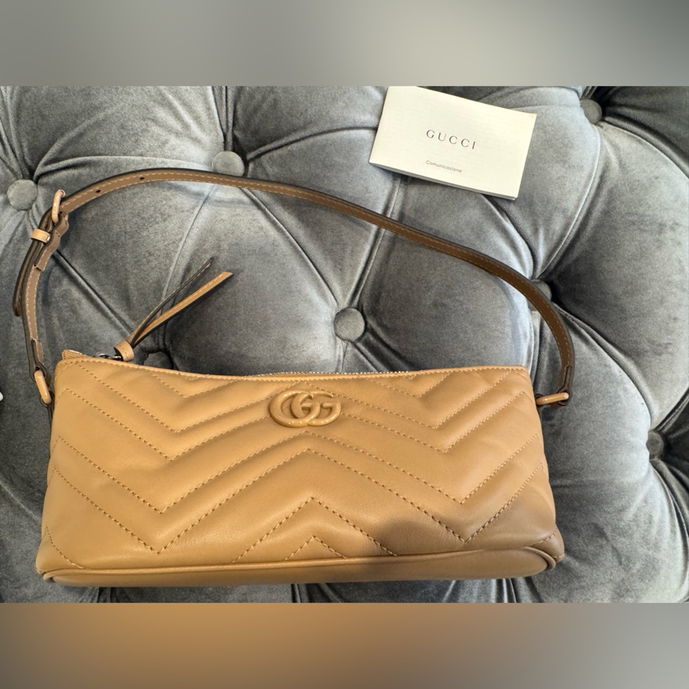 Gucci Beige Quilted Leather Shoulder Bag